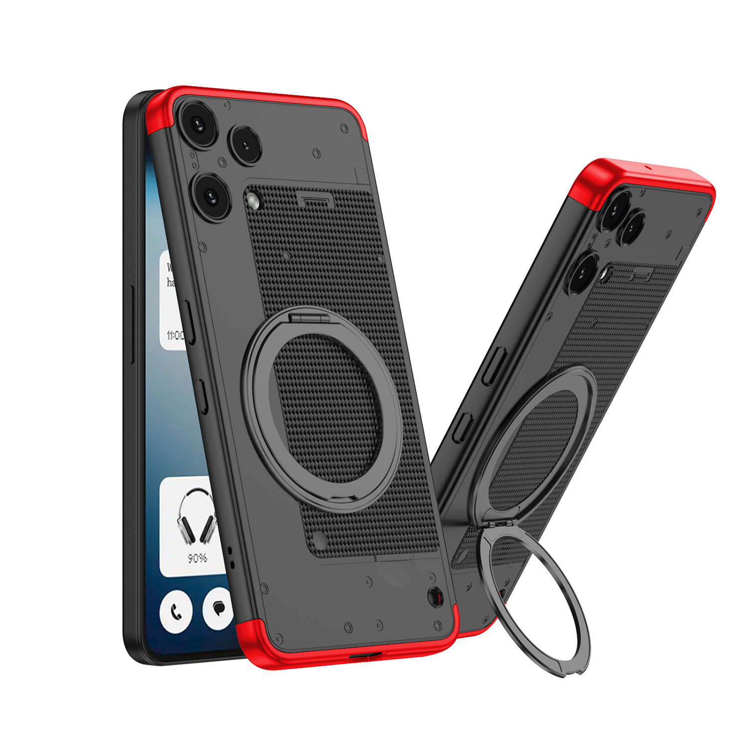 Compatible with Nothing Phone 3 Alite phone case, magnetic rotating stand, 3-section color-blocking protective case