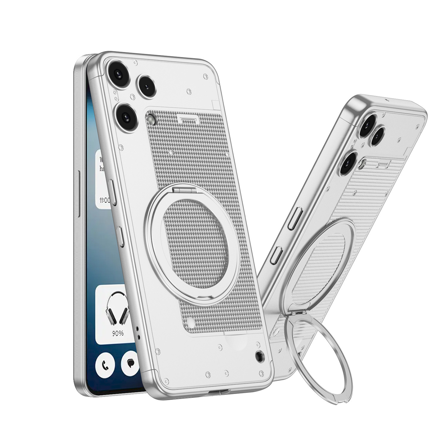 Compatible with Nothing Phone 3 Alite phone case, magnetic rotating stand, 3-section color-blocking protective case