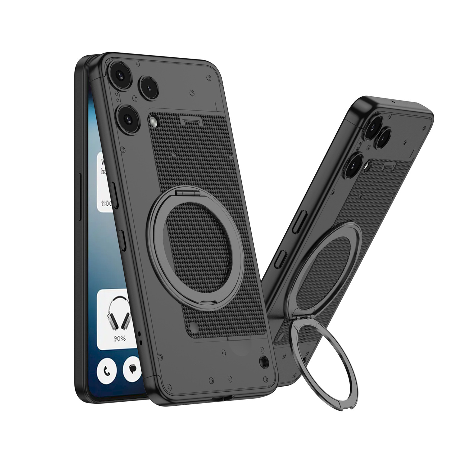 Compatible with Nothing Phone 3 Alite phone case, magnetic rotating stand, 3-section color-blocking protective case