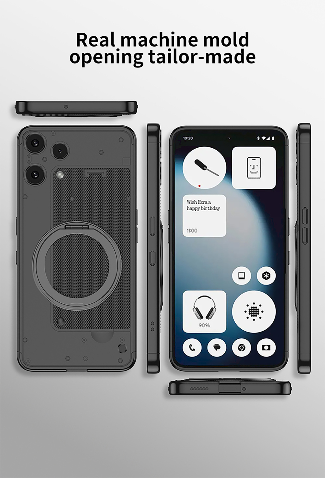 Compatible with Nothing Phone 3 Alite phone case, magnetic rotating stand, 3-section color-blocking protective case
