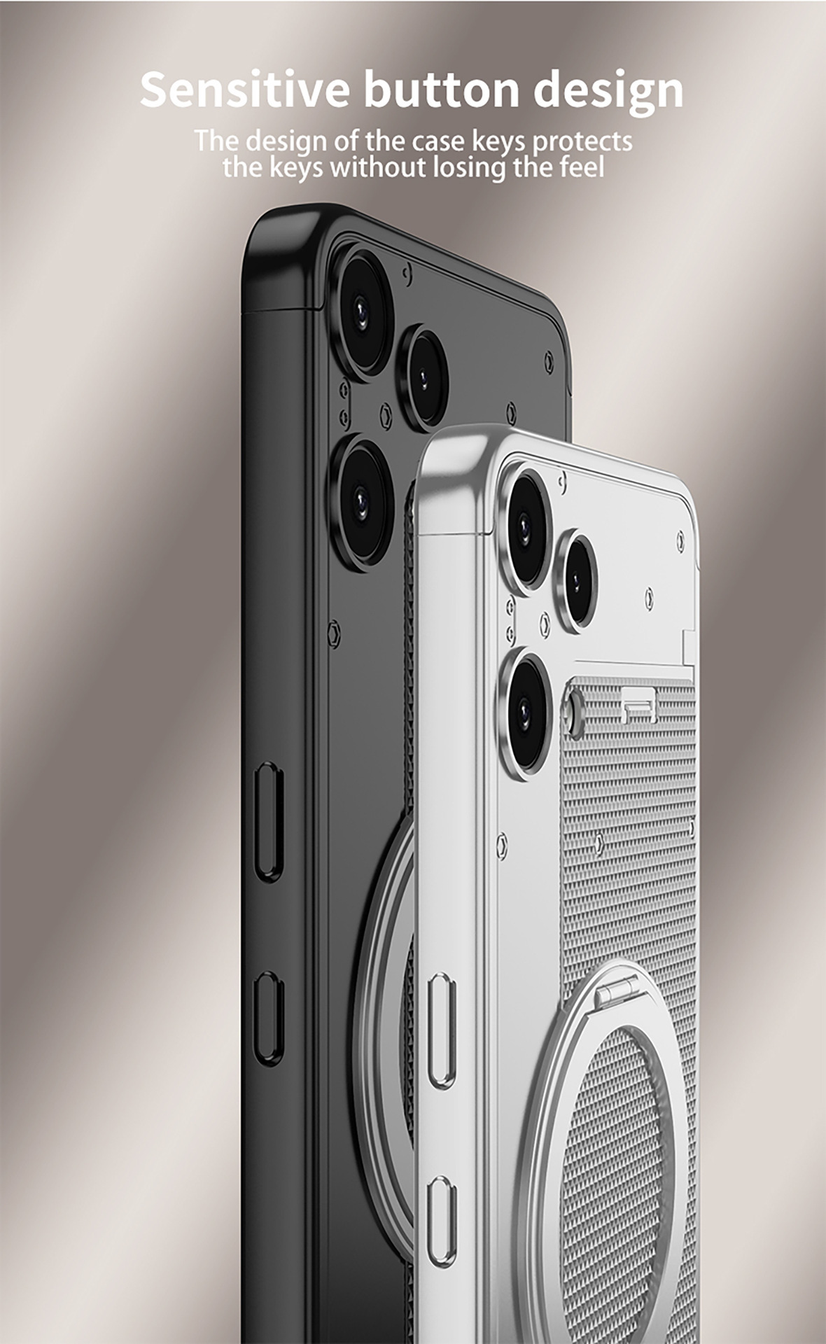 Compatible with Nothing Phone 3 Alite phone case, magnetic rotating stand, 3-section color-blocking protective case