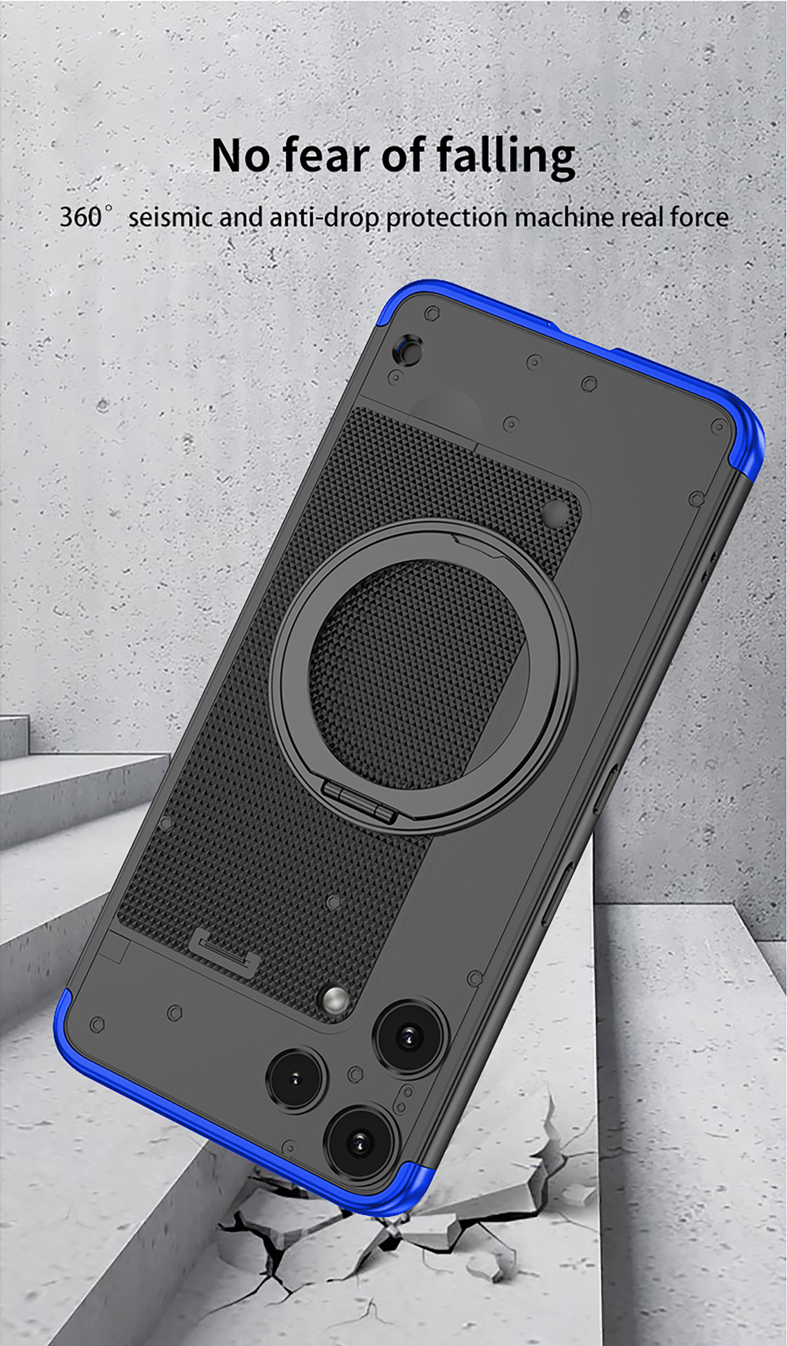 Compatible with Nothing Phone 3 Alite phone case, magnetic rotating stand, 3-section color-blocking protective case