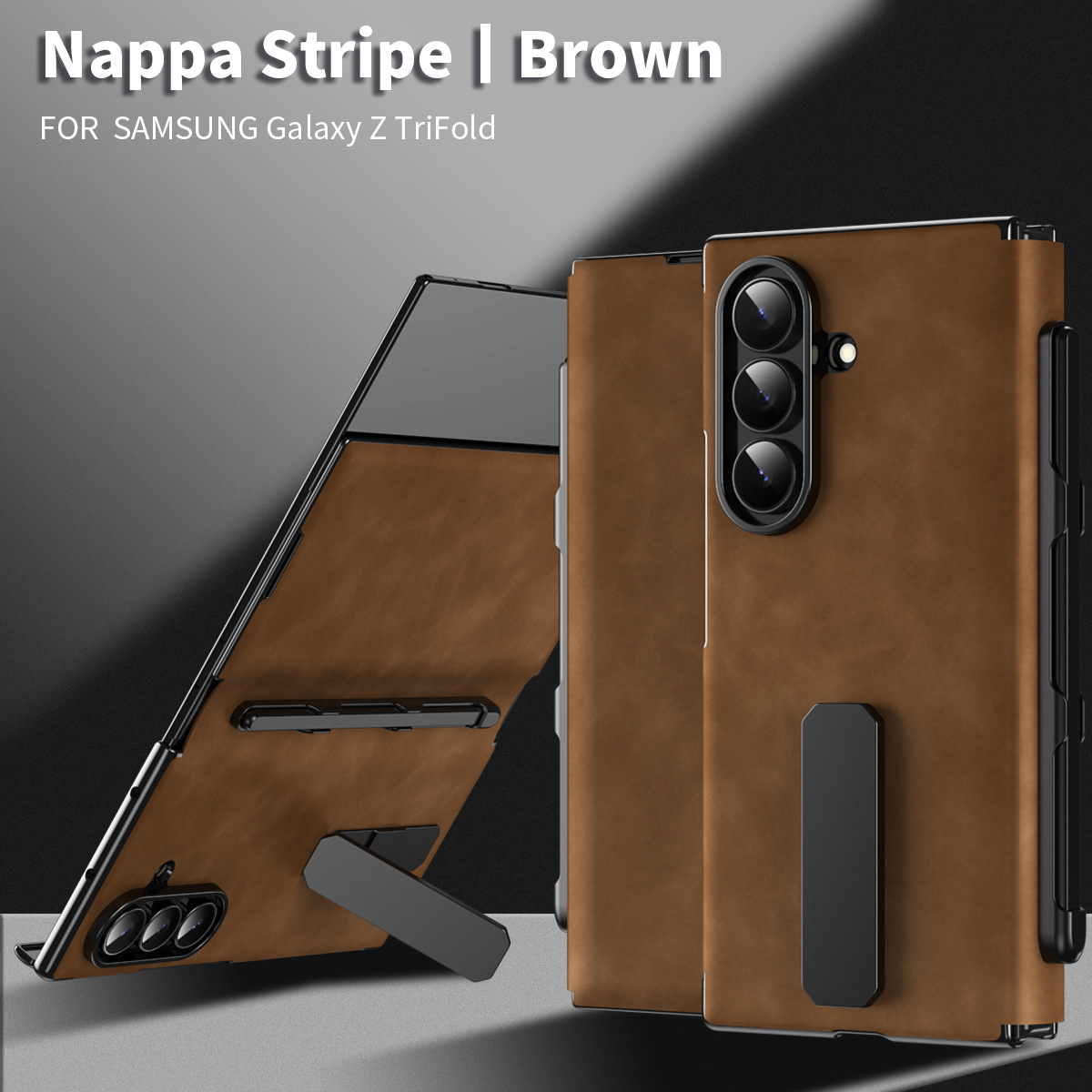 Compatible with Samsung Z TriFold tri-fold phone case, rotating stand, pen slot, magnetic flip case with pen attachment