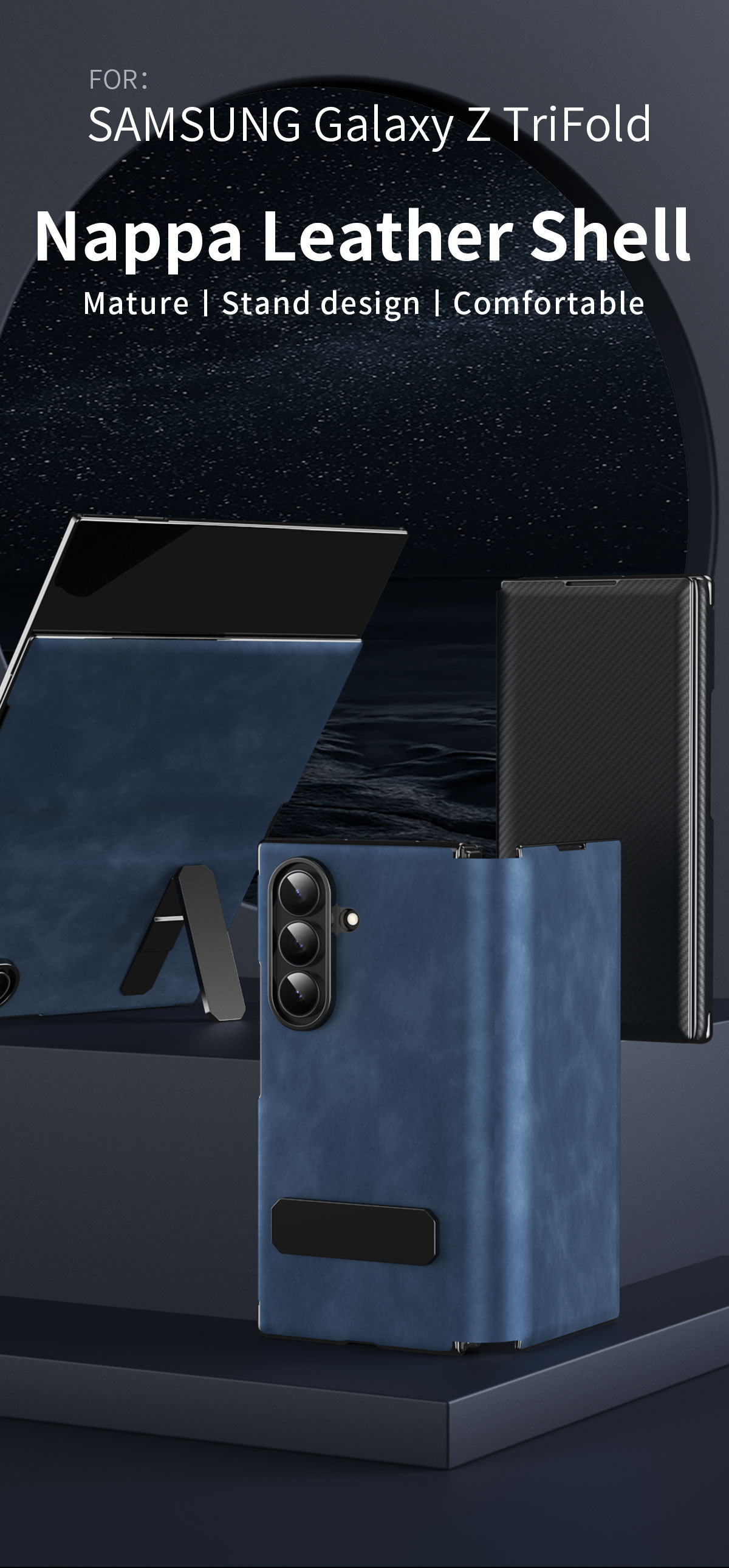 Compatible with Samsung Z TriFold tri-fold phone case, rotating stand, pen slot, magnetic flip case with pen attachment