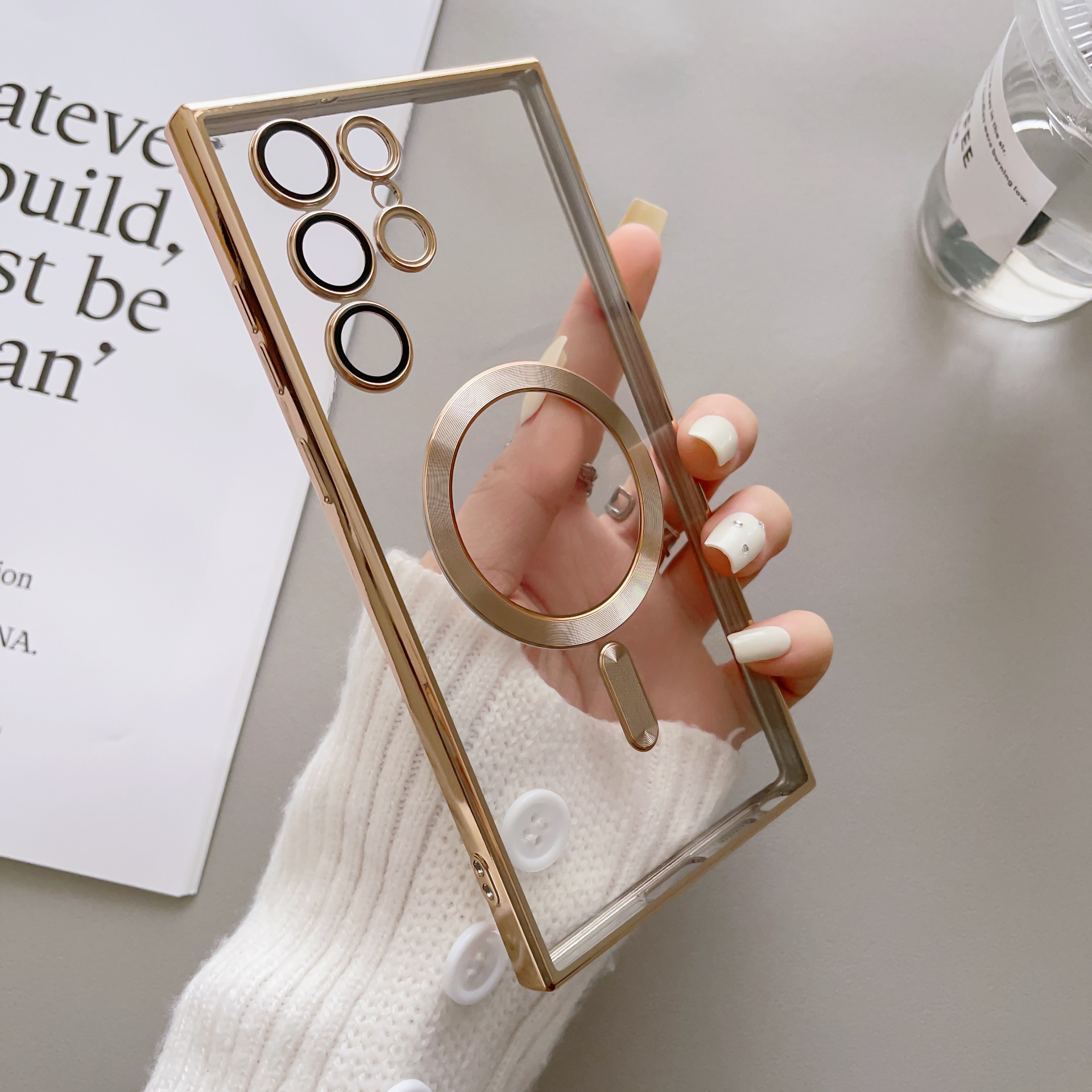 Compatible with Samsung S26 Ultra phone case A57 wireless charging S25 Plus magnetic S24U electroplated TPU soft case A36