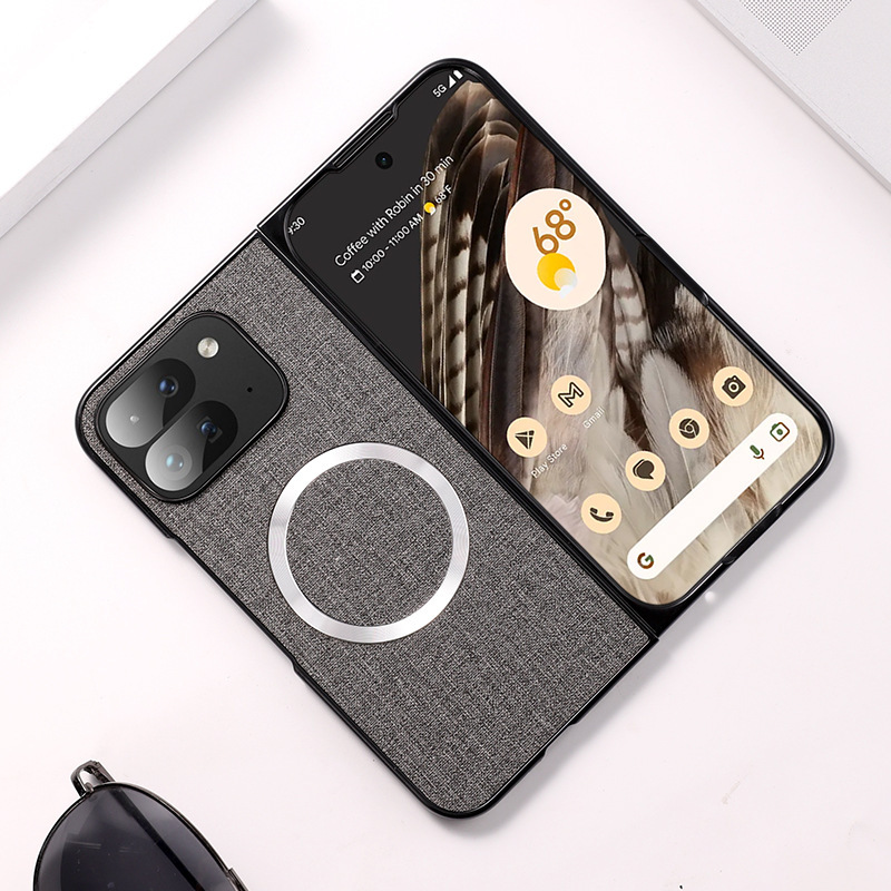 Compatible with Google Pixel 10 Pro Fold phone case, 9Fold wireless charging magnetic fabric texture folding screen protective case
