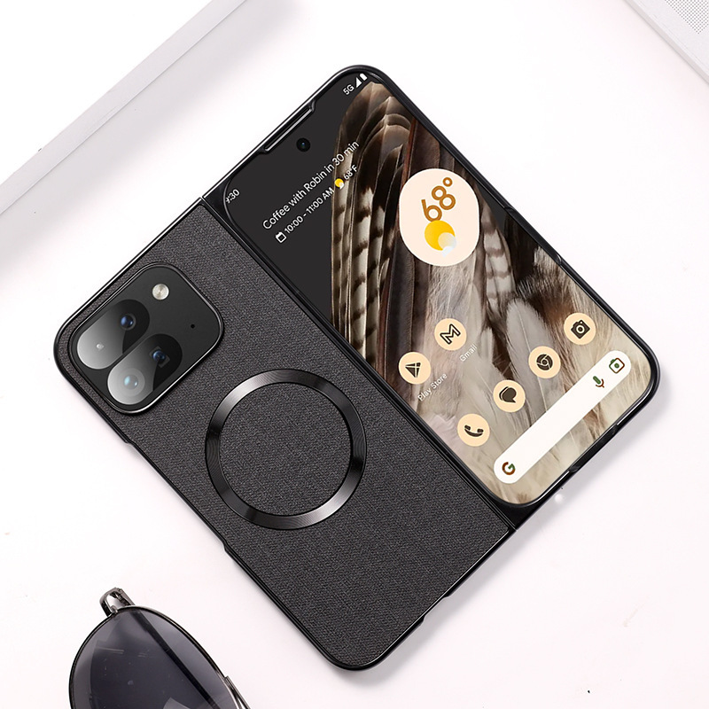 Compatible with Google Pixel 10 Pro Fold phone case, 9Fold wireless charging magnetic fabric texture folding screen protective case