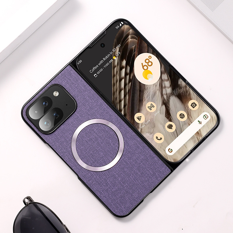 Compatible with Google Pixel 10 Pro Fold phone case, 9Fold wireless charging magnetic fabric texture folding screen protective case