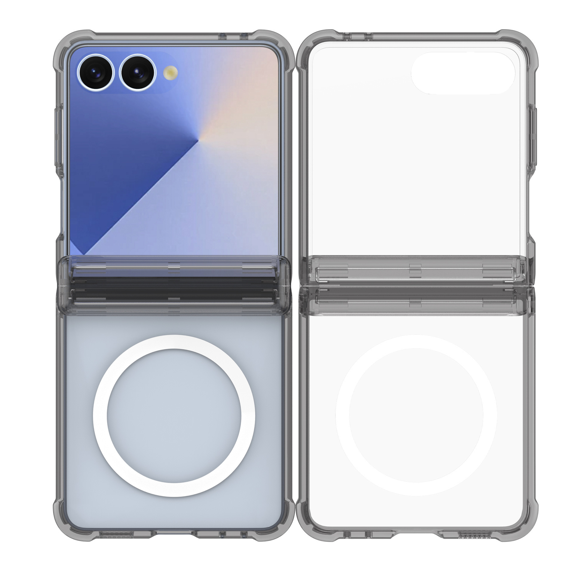 Compatible with Samsung Z Flip7 phone case, wireless charging case, screen protector, central axis Flip6/5 transparent airbag drop protection case