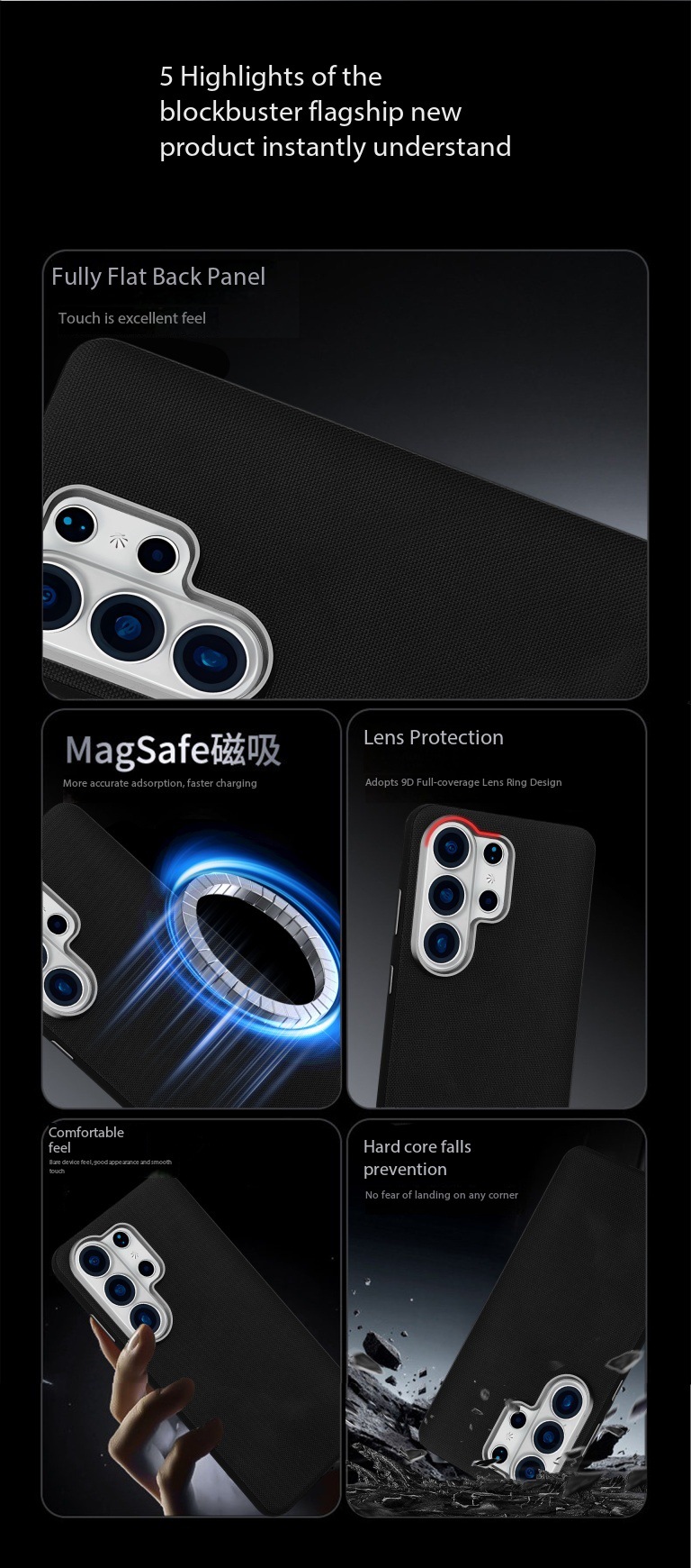 Compatible with Samsung S26 Ultra phone case, S25U wireless charging magnetic electroplated frame, S24U full-coverage shockproof leather case