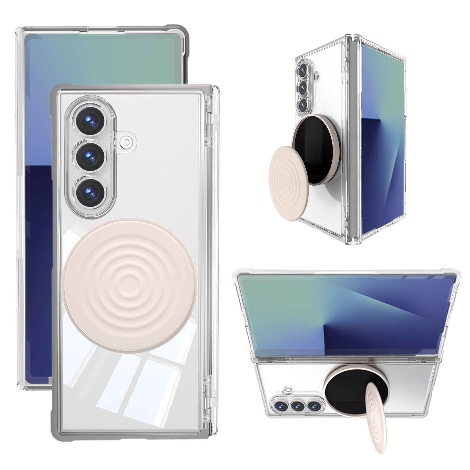 Compatible with Samsung Z Fold8/7 phone case, wireless charging, magnetic ring stand, drop protection case, Amazon.