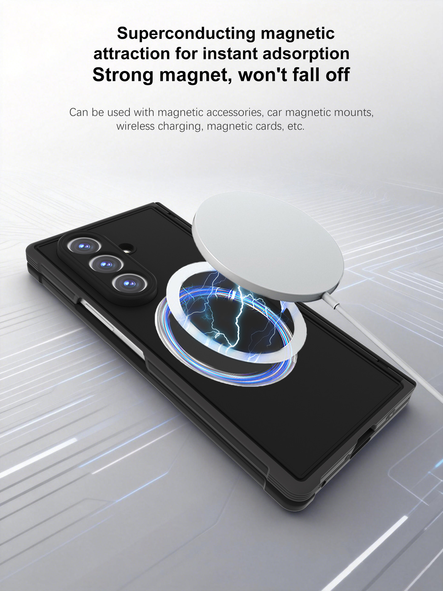 Compatible with Samsung Z Fold8/7 phone case, wireless charging, magnetic ring stand, drop protection case, Amazon.