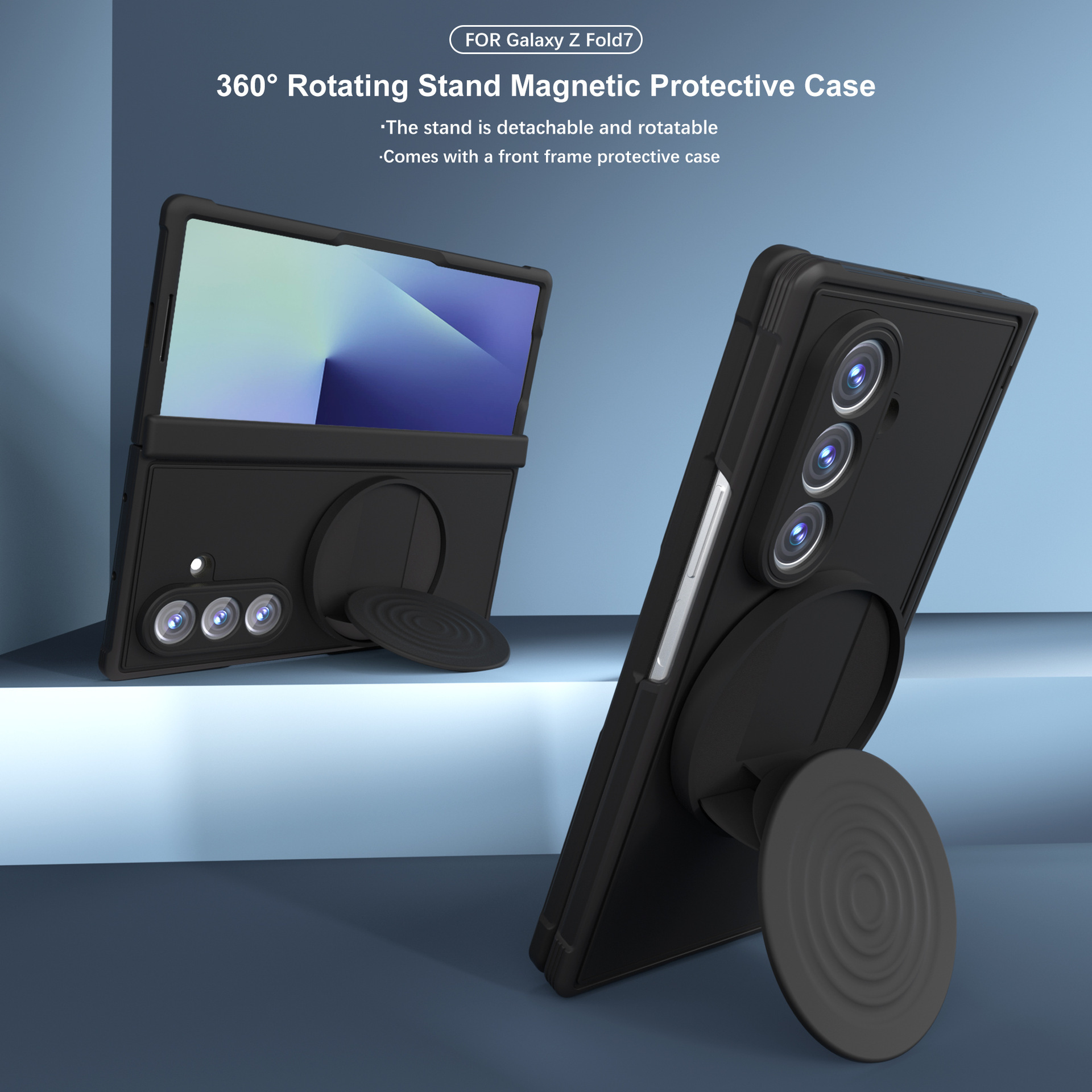 Compatible with Samsung Z Fold8/7 phone case, wireless charging, magnetic ring stand, drop protection case, Amazon.