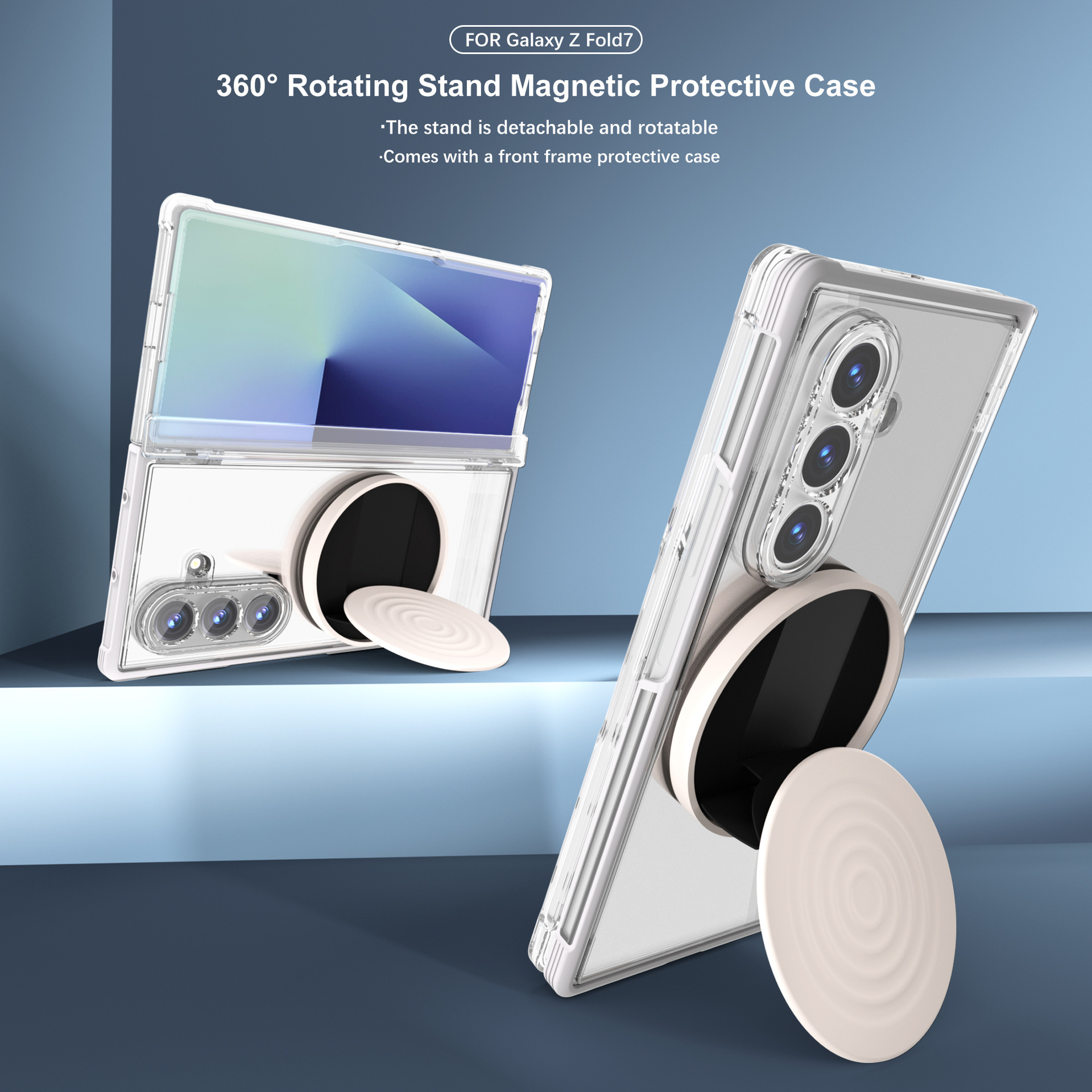 Compatible with Samsung Z Fold8/7 phone case, wireless charging, magnetic ring stand, drop protection case, Amazon.