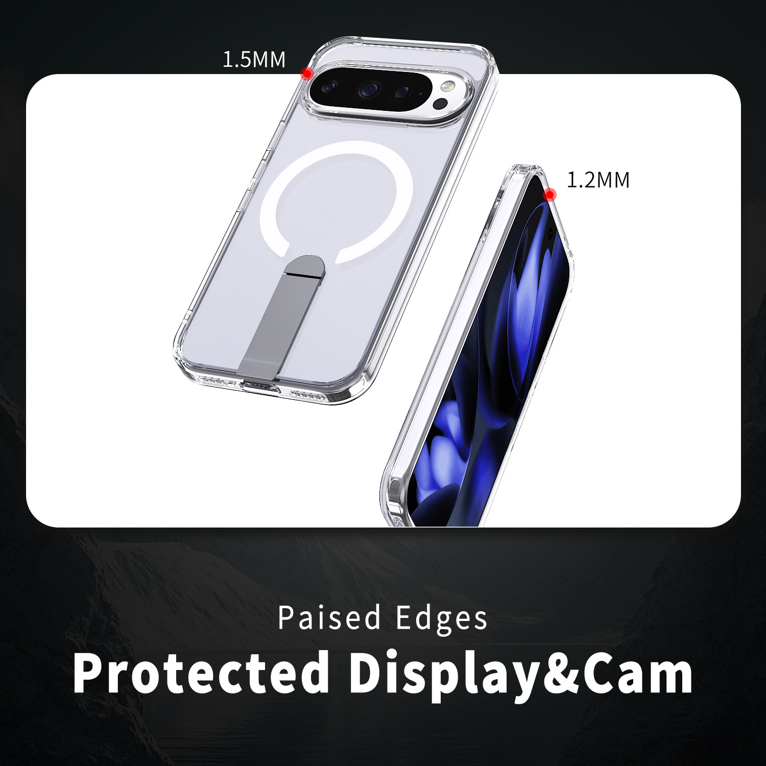 Compatible with Google Pixel 10 Pro XL phone case, wireless charging, magnetic attachment, 9A rotating stand, 9pro drop protection case