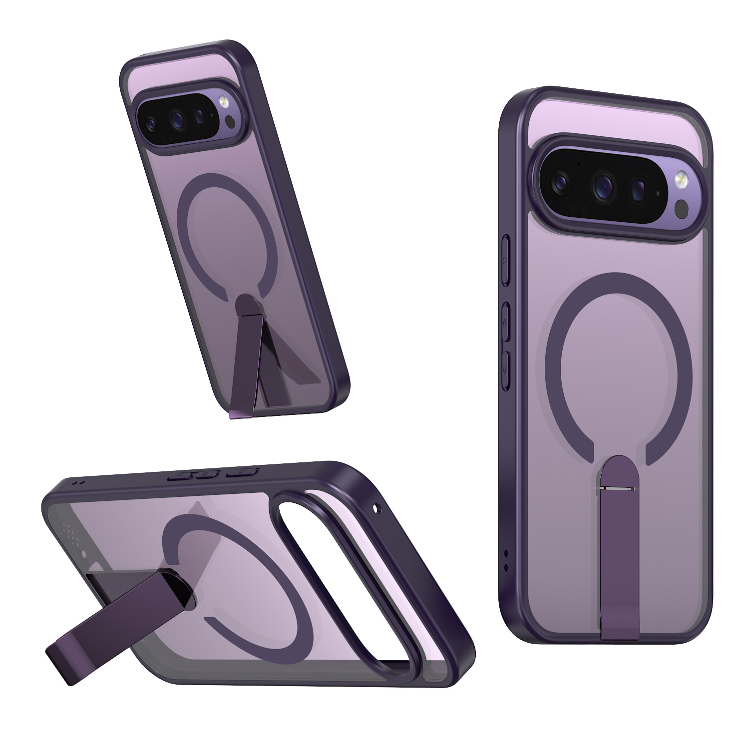 Compatible with Google Pixel 10 Pro XL phone case, wireless charging, magnetic attachment, 9A rotating stand, 9pro drop protection case