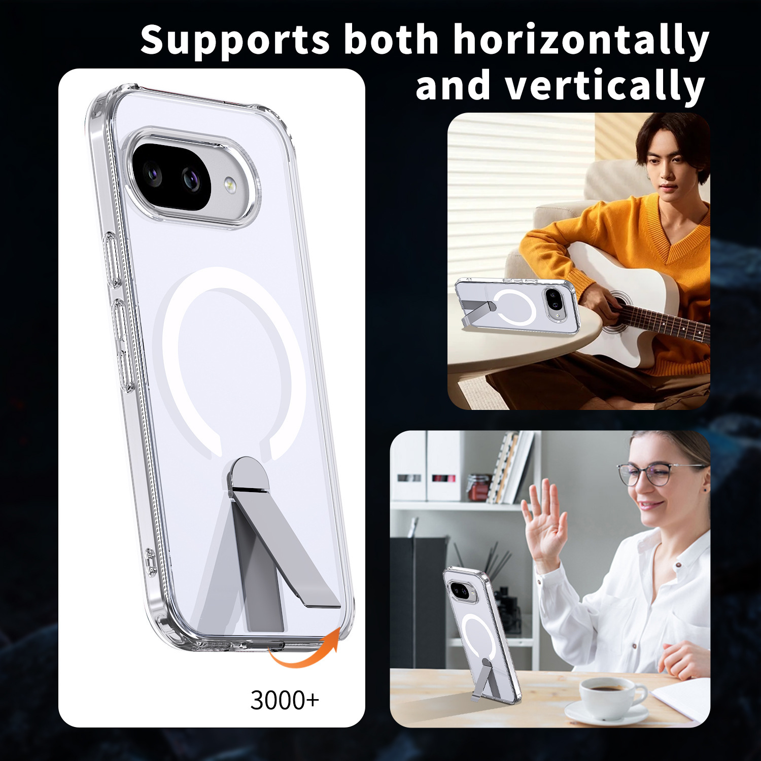 Compatible with Google Pixel 10 Pro XL phone case, wireless charging, magnetic attachment, 9A rotating stand, 9pro drop protection case