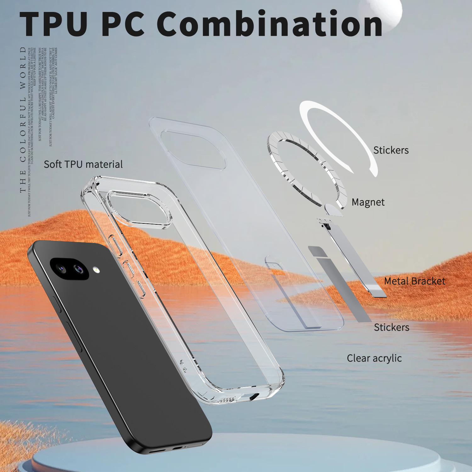 Compatible with Google Pixel 10 Pro XL phone case, wireless charging, magnetic attachment, 9A rotating stand, 9pro drop protection case