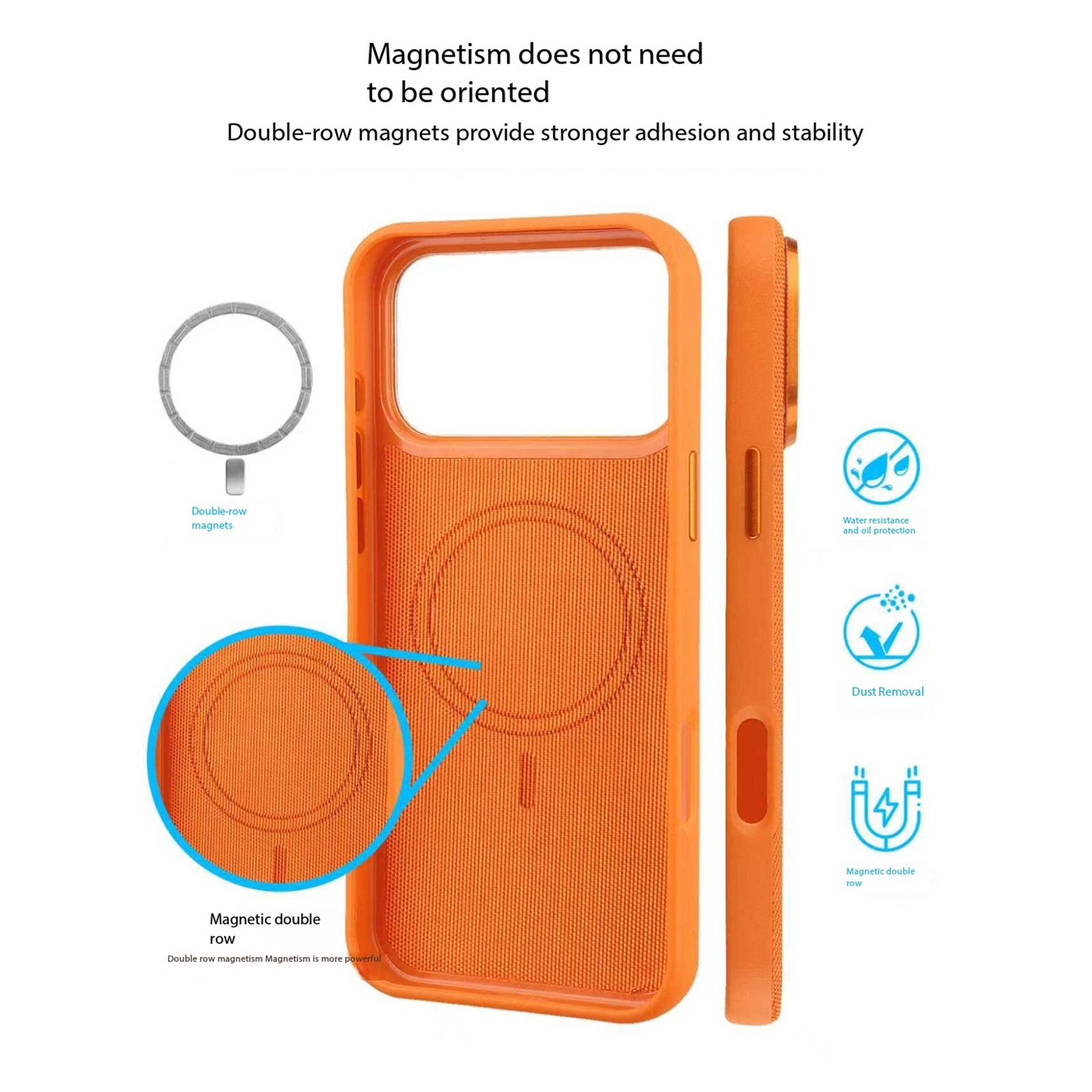 Compatible with Apple iPhone 17 Pro Max, 16 Pro, built-in wireless charging, strong magnetic charging, 15 Plus, vegan leather protective case, 14-inch screen protector.
