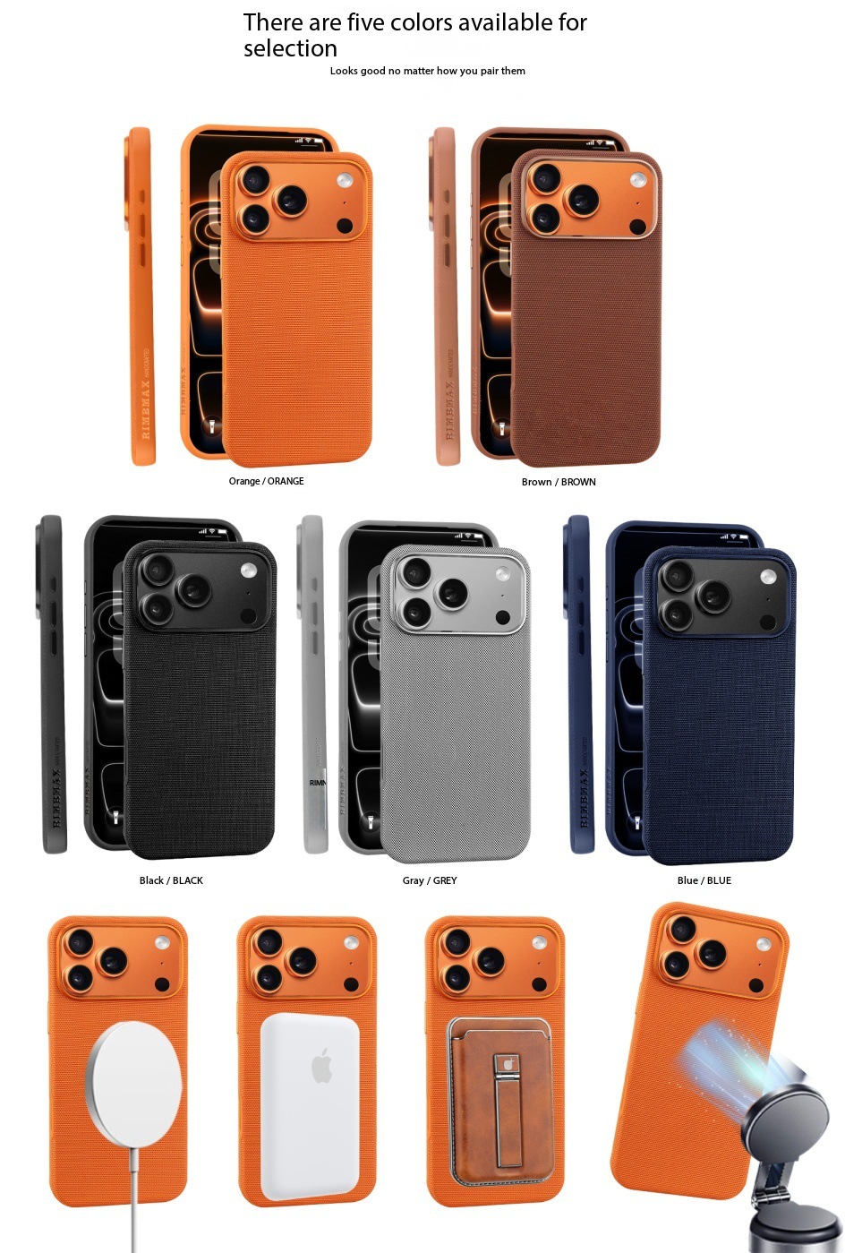 Compatible with Apple iPhone 17 Pro Max, 16 Pro, built-in wireless charging, strong magnetic charging, 15 Plus, vegan leather protective case, 14-inch screen protector.