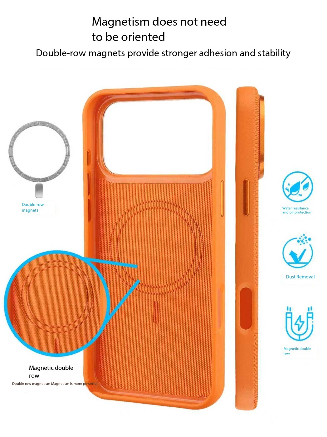Compatible with Apple iPhone 17 Pro Max, 16 Pro, built-in wireless charging, strong magnetic charging, 15 Plus, vegan leather protective case, 14-inch screen protector.