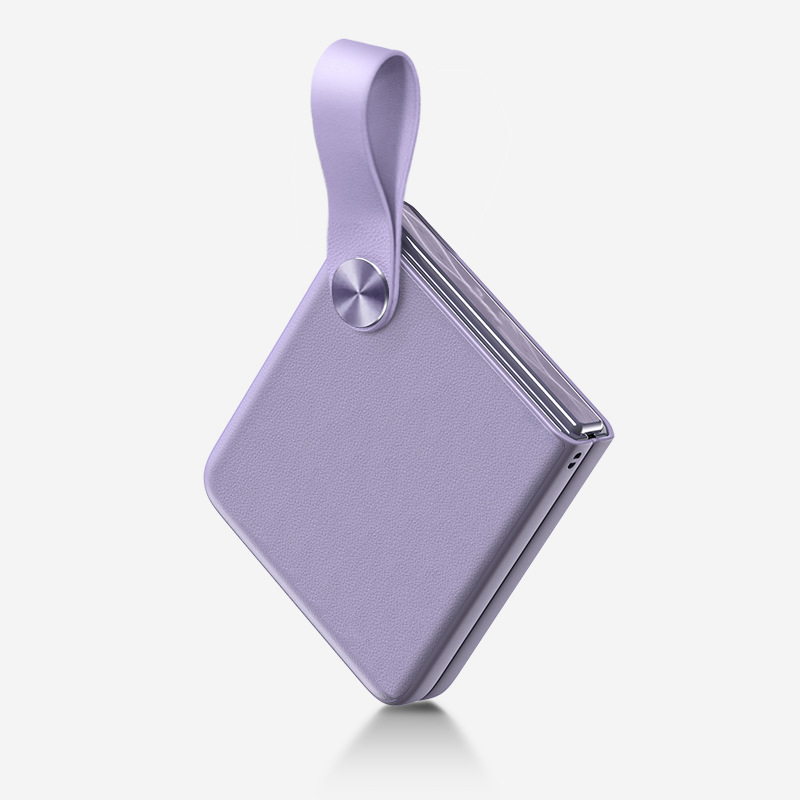 Compatible with Samsung Z Flip7 phone case, Flip6/5 vegan leather portable bag, Flip4/3 folding screen protective case
