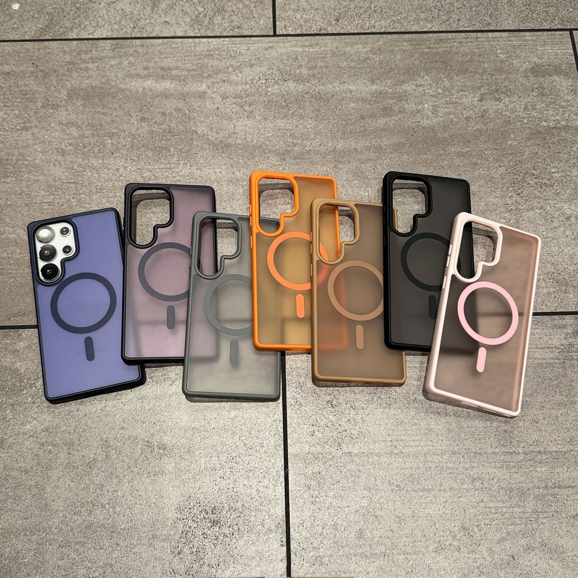 Compatible with Samsung S26 Ultra phone case A55 frosted semi-transparent S25FE wireless charging magnetic S24U skin-feel hard case