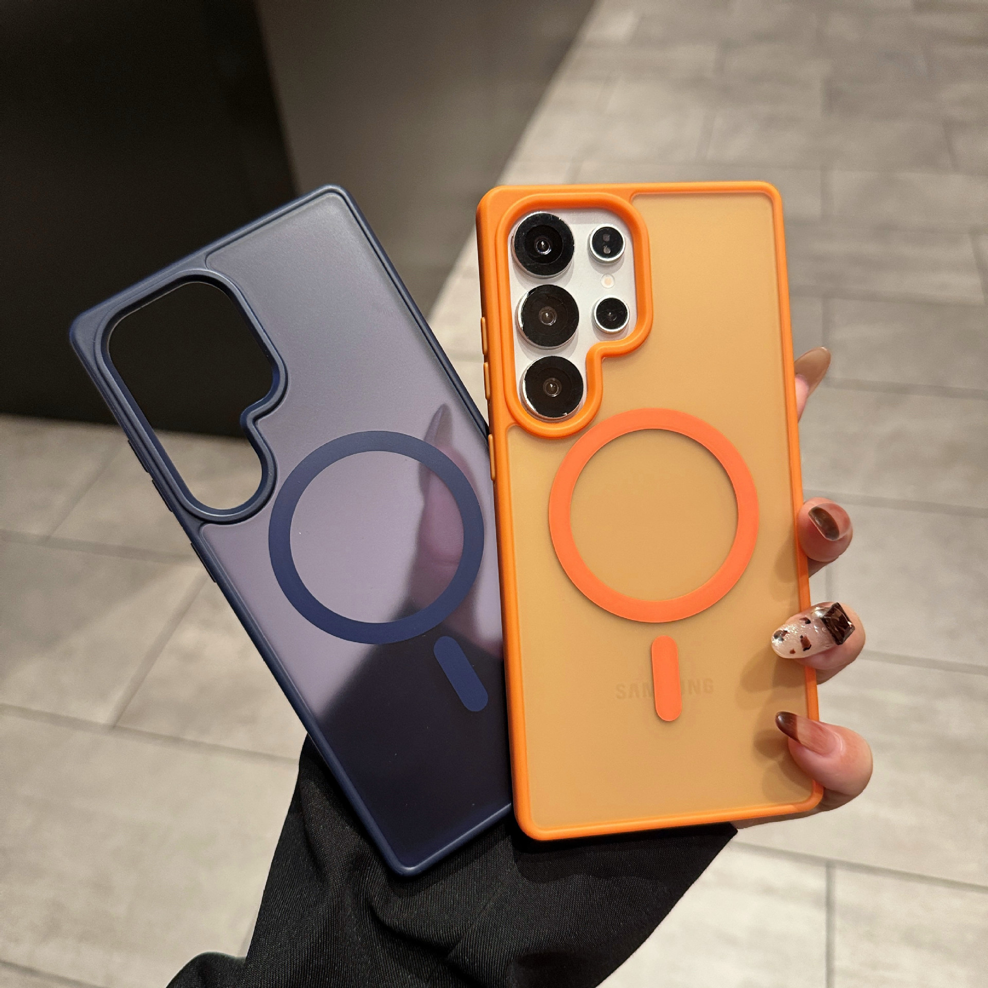 Compatible with Samsung S26 Ultra phone case A55 frosted semi-transparent S25FE wireless charging magnetic S24U skin-feel hard case