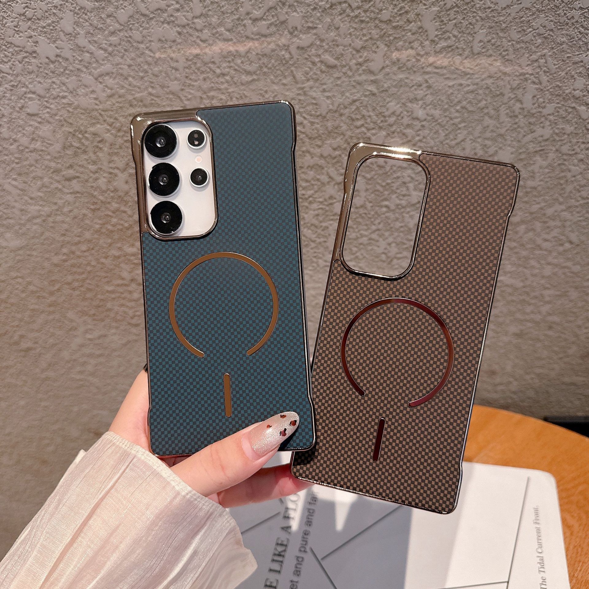 Compatible with Samsung S26 Ultra phone case, frameless magnetic, S25 Ultra electroplated Kevlar, S24P protective case