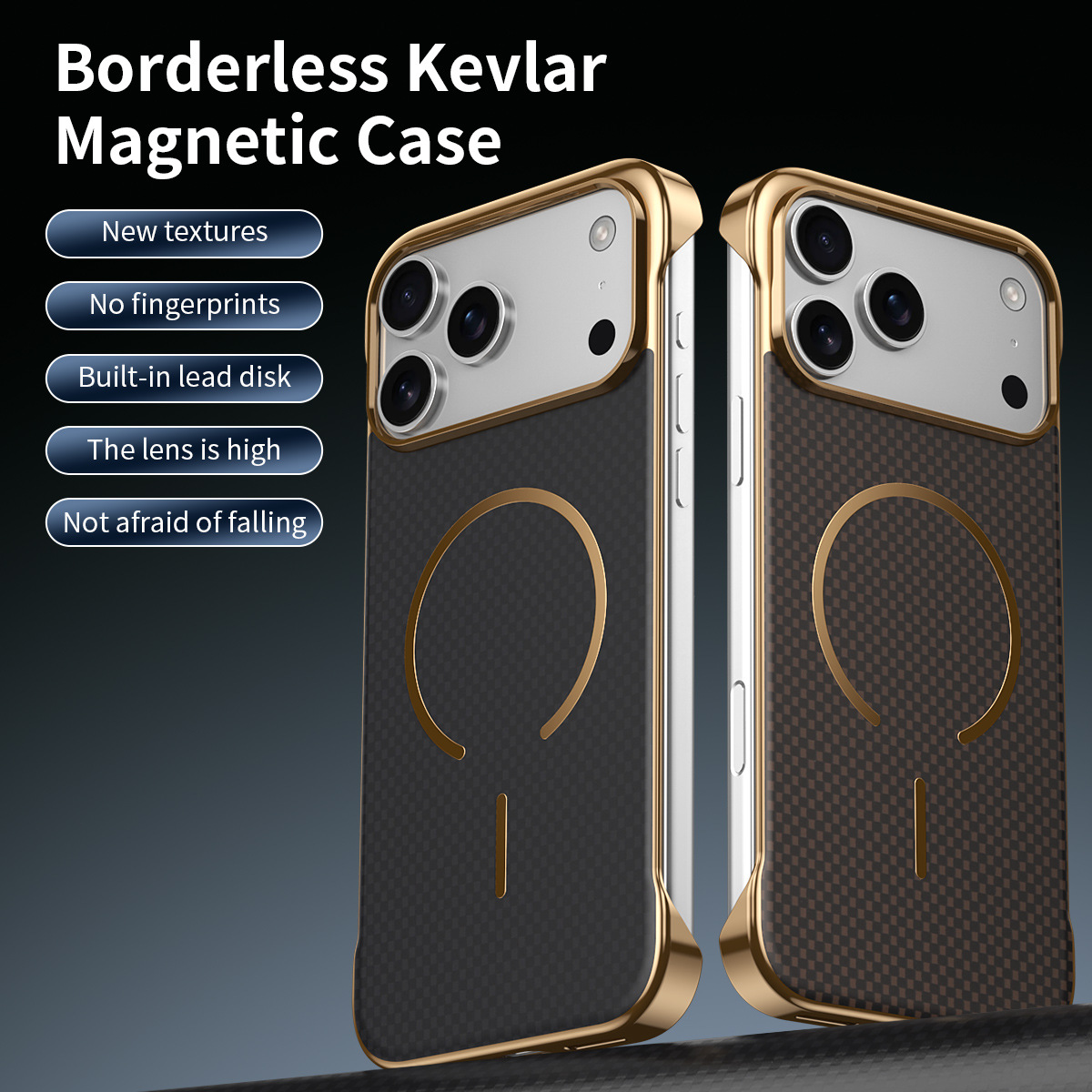Compatible with Apple iPhone 17 Pro Max, wireless charging, 16 Pro, frameless, 15-inch electroplated ultra-thin skin-feel protective case