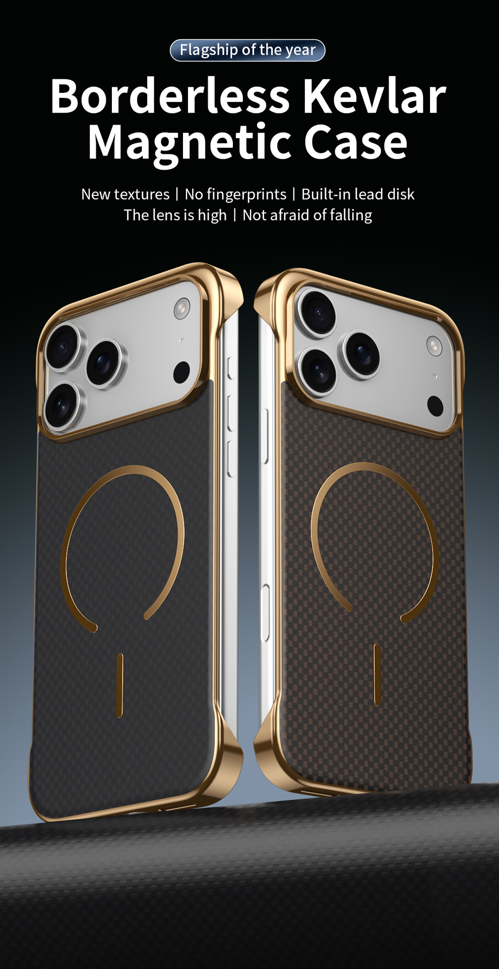 Compatible with Apple iPhone 17 Pro Max, wireless charging, 16 Pro, frameless, 15-inch electroplated ultra-thin skin-feel protective case