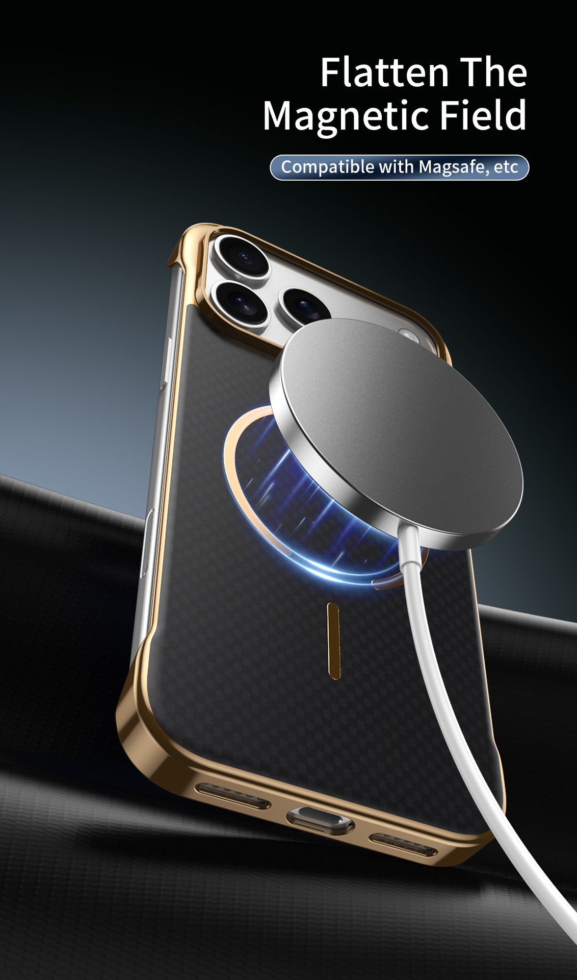 Compatible with Apple iPhone 17 Pro Max, wireless charging, 16 Pro, frameless, 15-inch electroplated ultra-thin skin-feel protective case