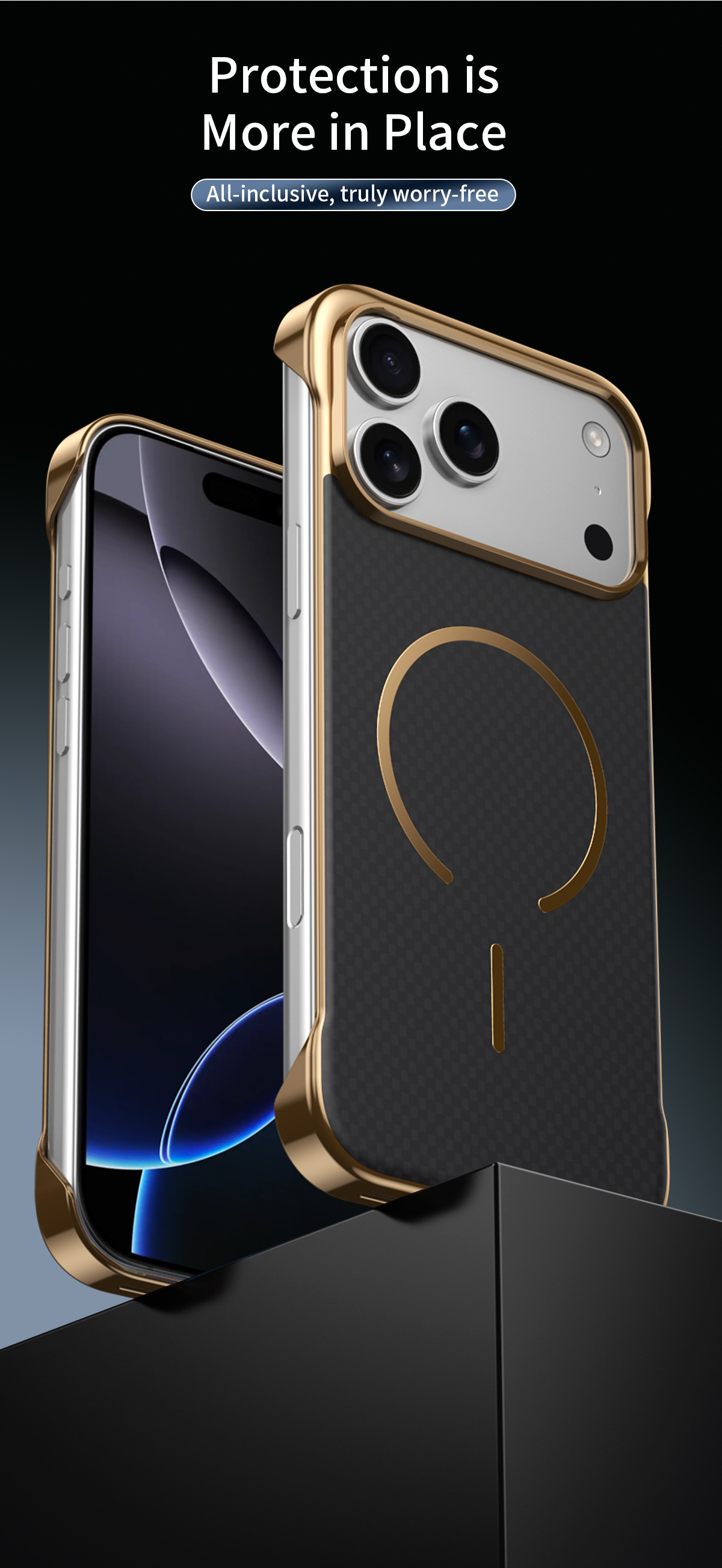 Compatible with Apple iPhone 17 Pro Max, wireless charging, 16 Pro, frameless, 15-inch electroplated ultra-thin skin-feel protective case