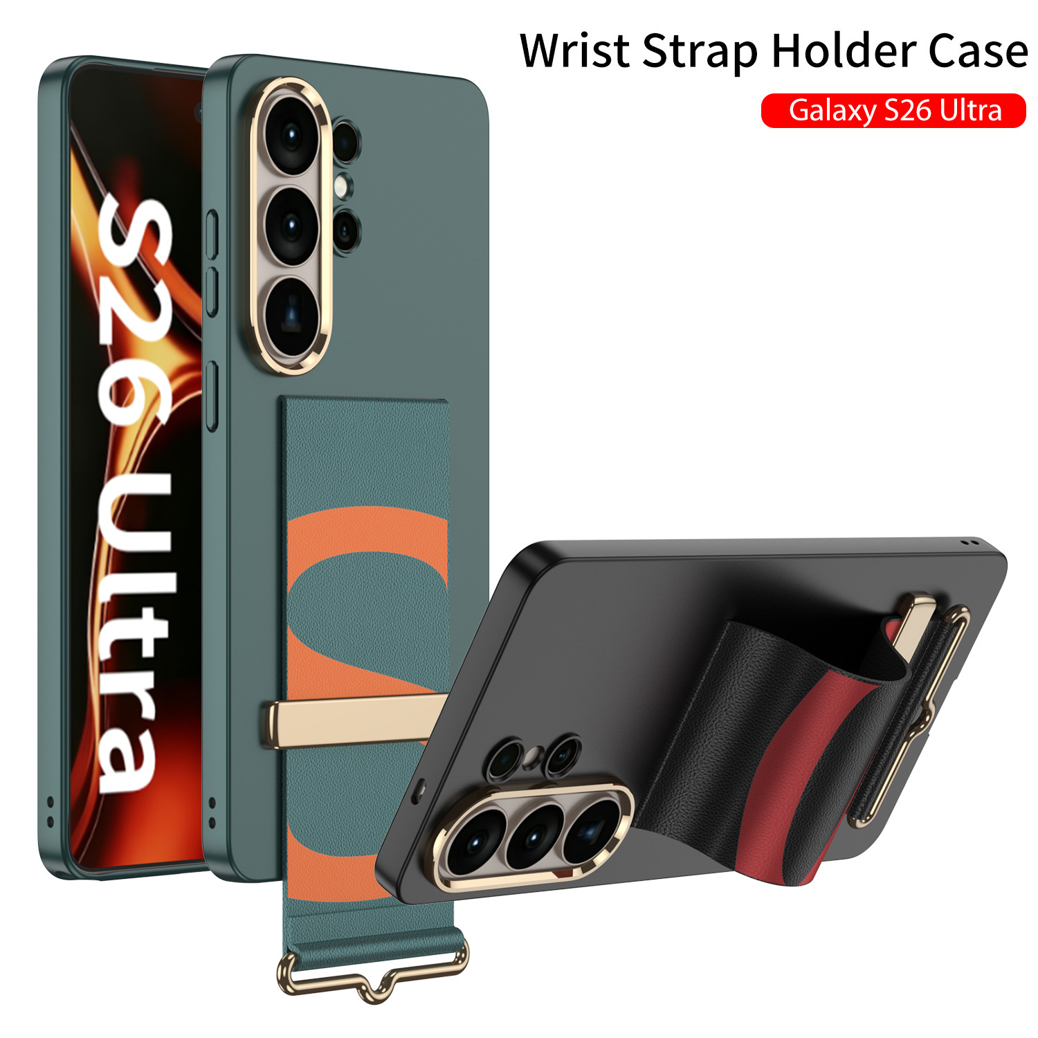 Compatible with Samsung S26 Ultra phone case, wristband, stand, contact lens frame, and S25 Ultra ultra-thin shockproof protective case