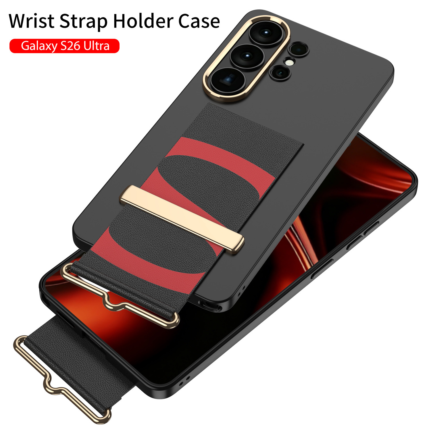 Compatible with Samsung S26 Ultra phone case, wristband, stand, contact lens frame, and S25 Ultra ultra-thin shockproof protective case