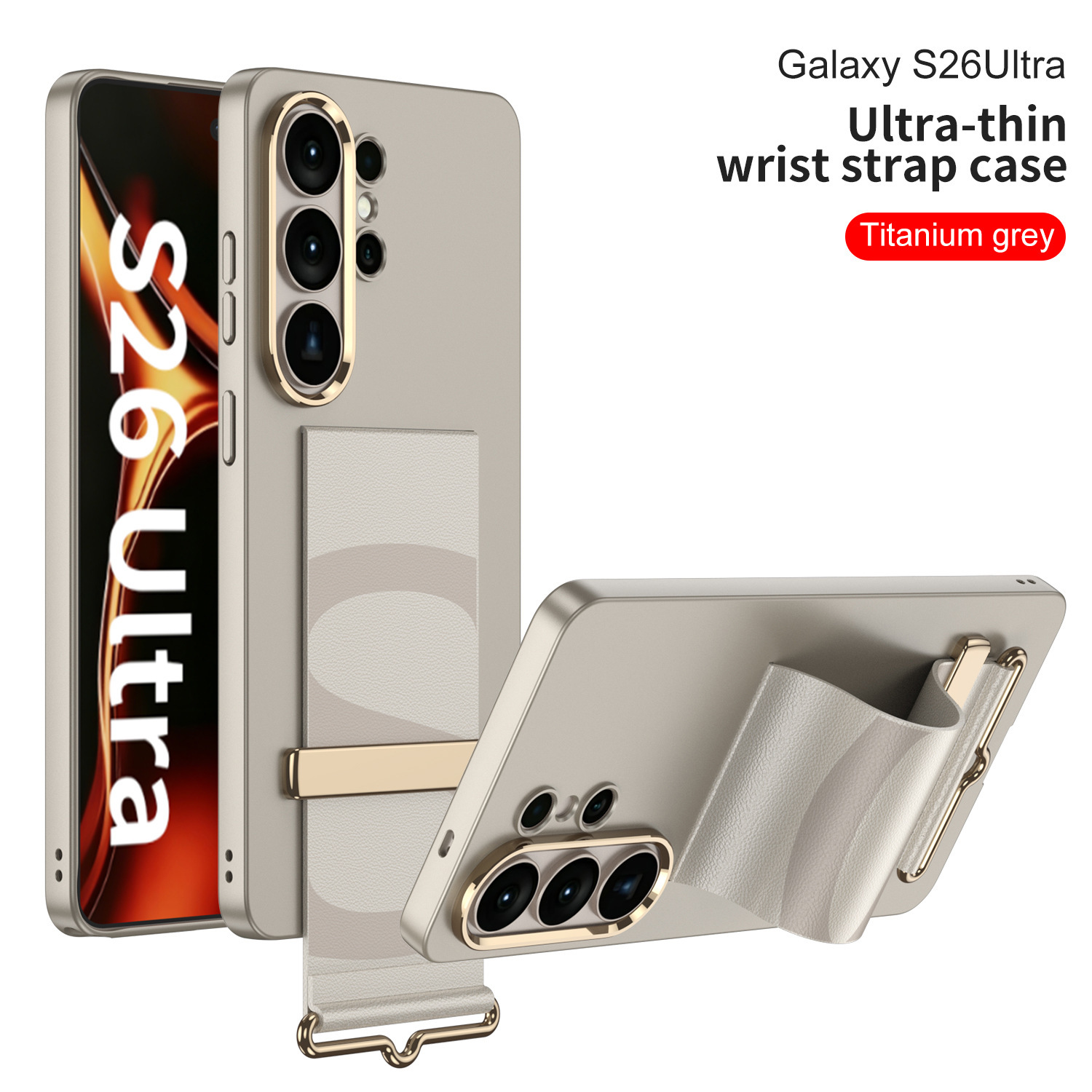 Compatible with Samsung S26 Ultra phone case, wristband, stand, contact lens frame, and S25 Ultra ultra-thin shockproof protective case