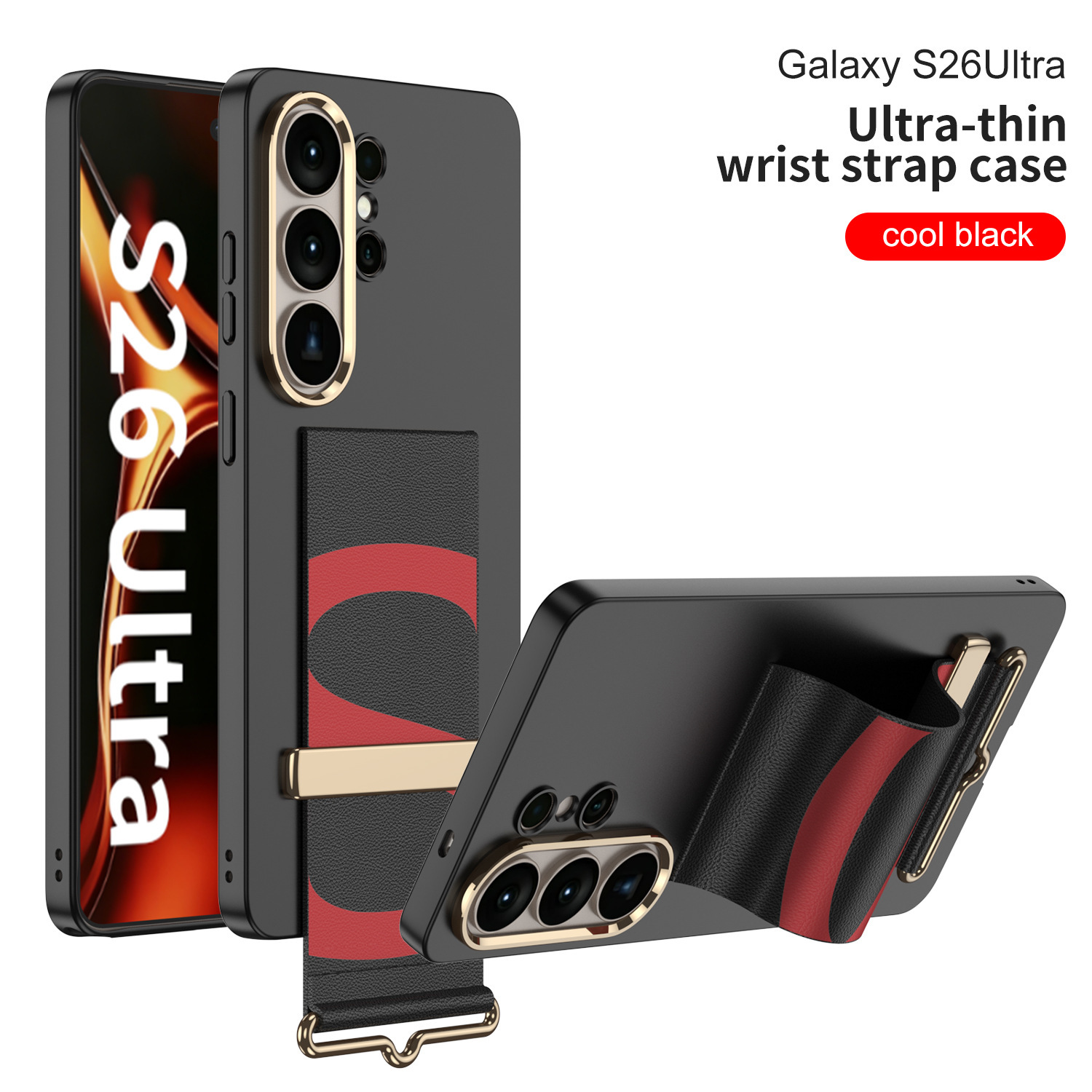 Compatible with Samsung S26 Ultra phone case, wristband, stand, contact lens frame, and S25 Ultra ultra-thin shockproof protective case