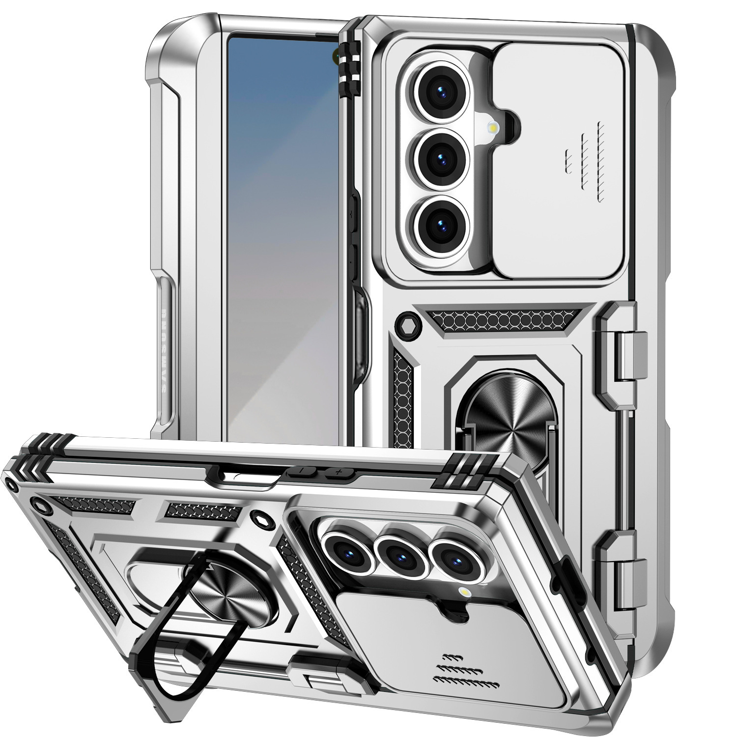 Compatible with Samsung ZFold 7/6 phone case, 5/4-inch pen slot, sliding window lens, Flip 7/6/5 car mount protective case