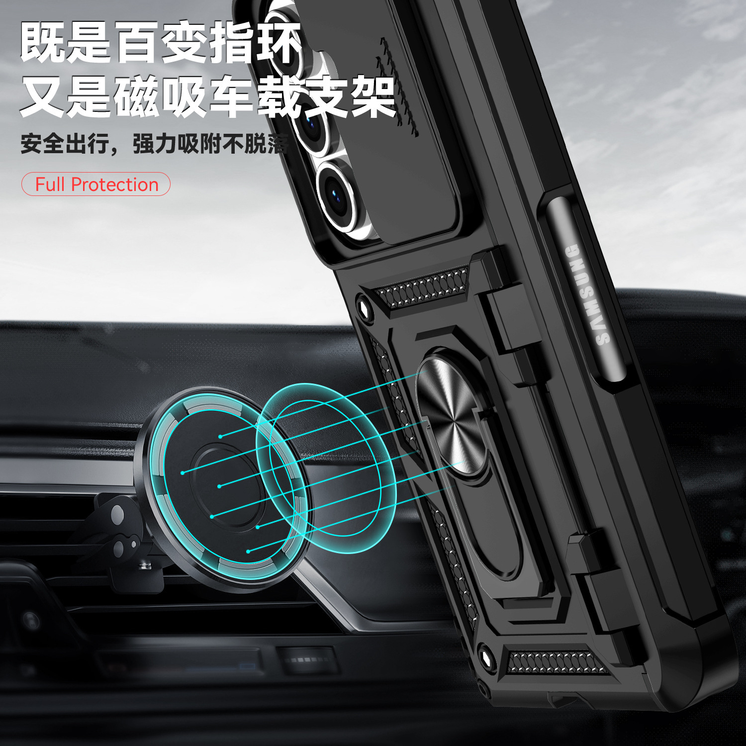 Compatible with Samsung ZFold 7/6 phone case, 5/4-inch pen slot, sliding window lens, Flip 7/6/5 car mount protective case