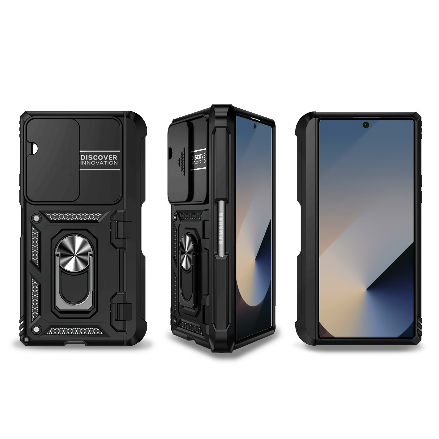 Compatible with Samsung ZFold 7/6 phone case, 5/4-inch pen slot, sliding window lens, Flip 7/6/5 car mount protective case
