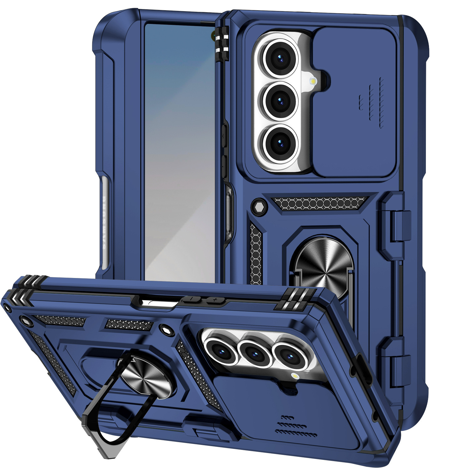 Compatible with Samsung ZFold 7/6 phone case, 5/4-inch pen slot, sliding window lens, Flip 7/6/5 car mount protective case