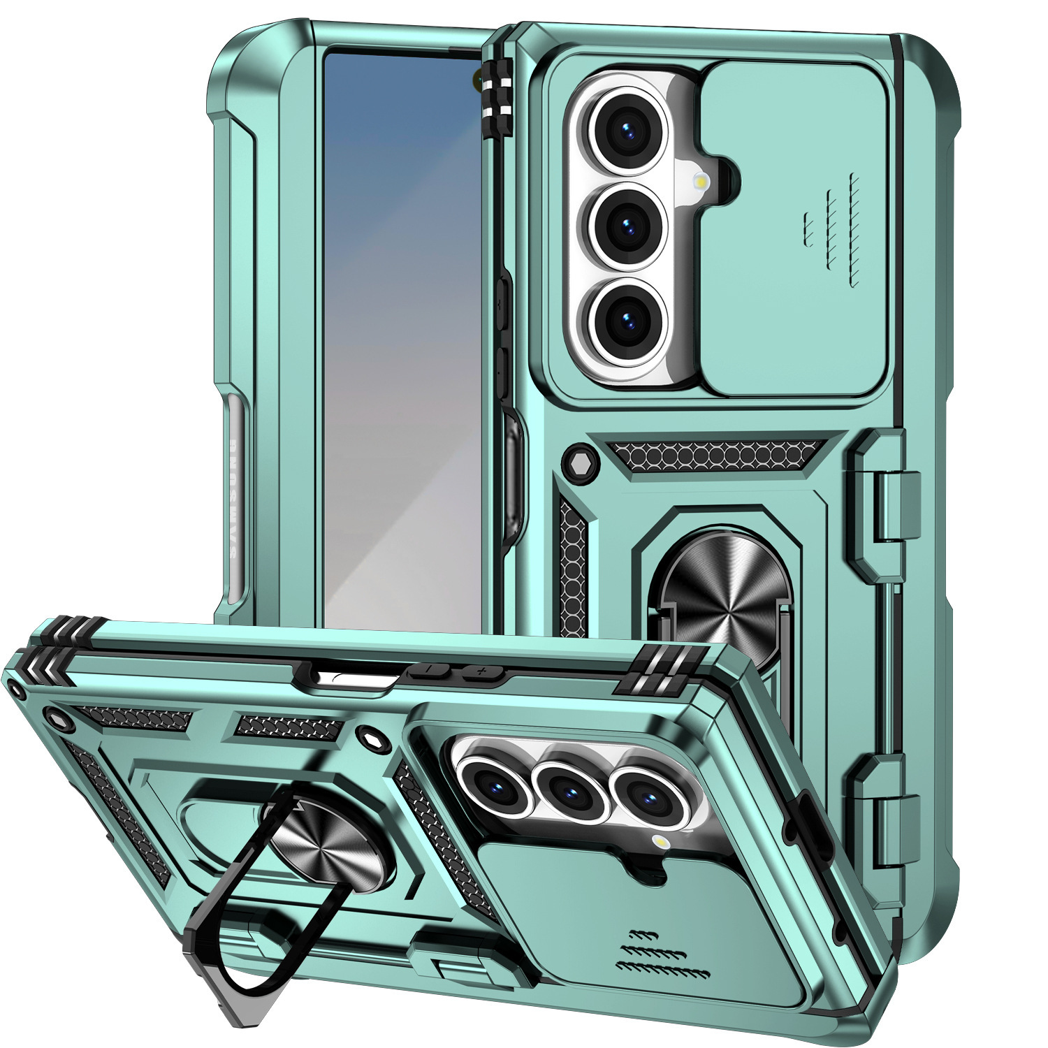 Compatible with Samsung ZFold 7/6 phone case, 5/4-inch pen slot, sliding window lens, Flip 7/6/5 car mount protective case