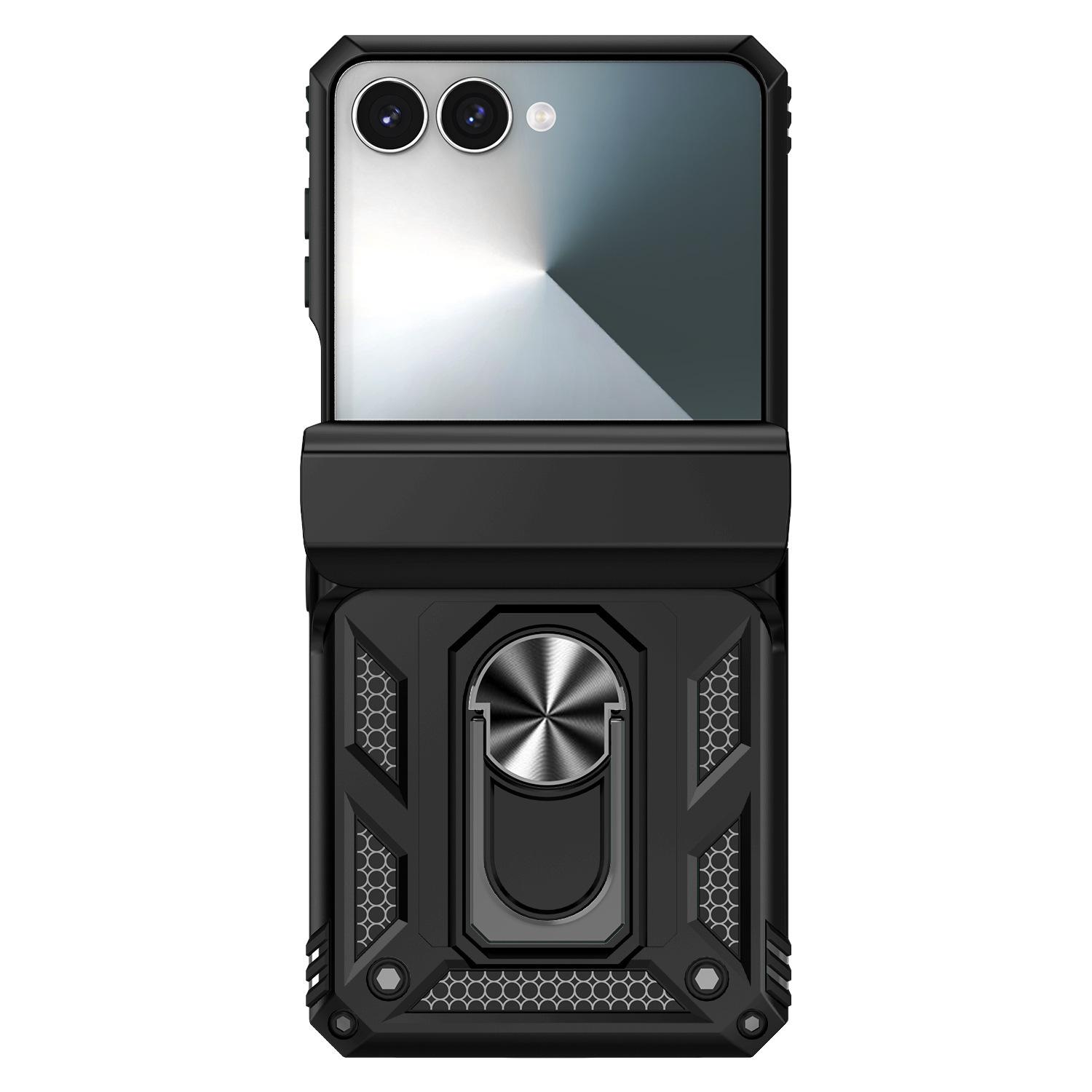 Compatible with Samsung ZFold 7/6 phone case, 5/4-inch pen slot, sliding window lens, Flip 7/6/5 car mount protective case