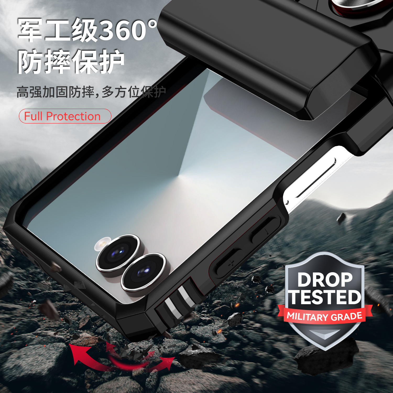 Compatible with Samsung ZFold 7/6 phone case, 5/4-inch pen slot, sliding window lens, Flip 7/6/5 car mount protective case