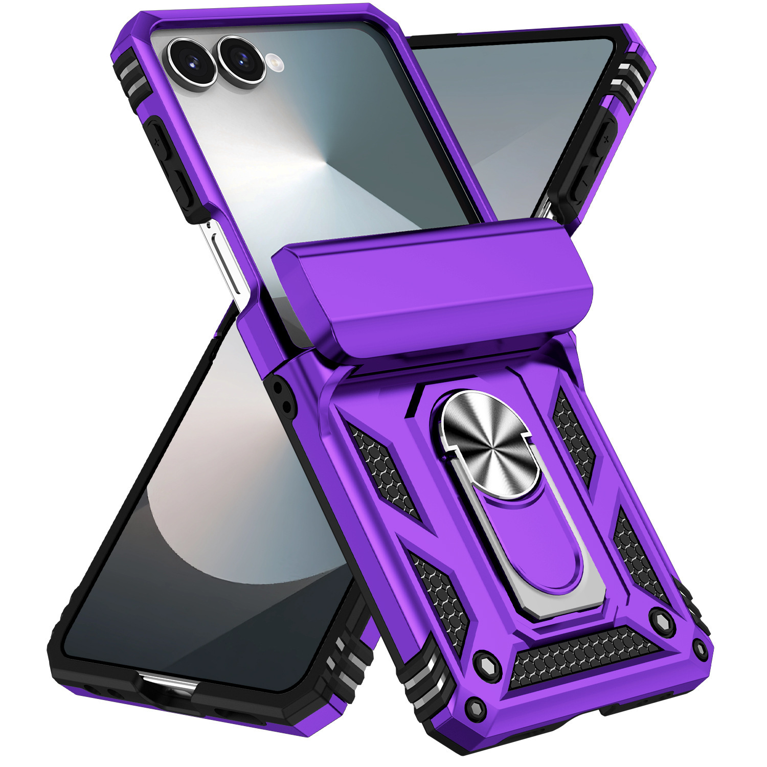 Compatible with Samsung ZFold 7/6 phone case, 5/4-inch pen slot, sliding window lens, Flip 7/6/5 car mount protective case
