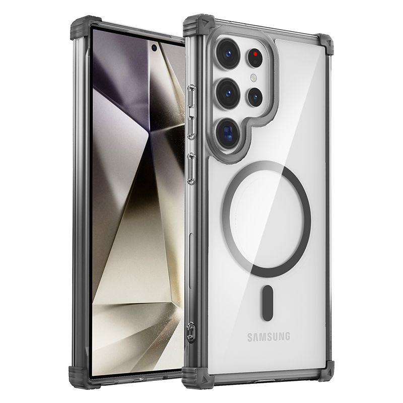 Compatible with Samsung S26 Ultra phone case, S25 edge magnetic charging 24FE transparent S23P drop-proof S22 protective case