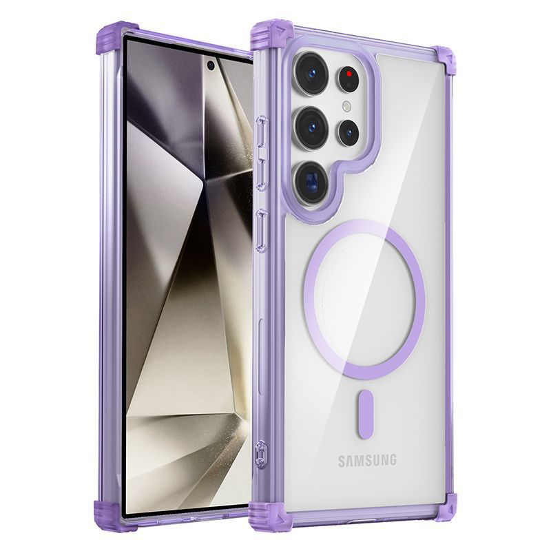 Compatible with Samsung S26 Ultra phone case, S25 edge magnetic charging 24FE transparent S23P drop-proof S22 protective case