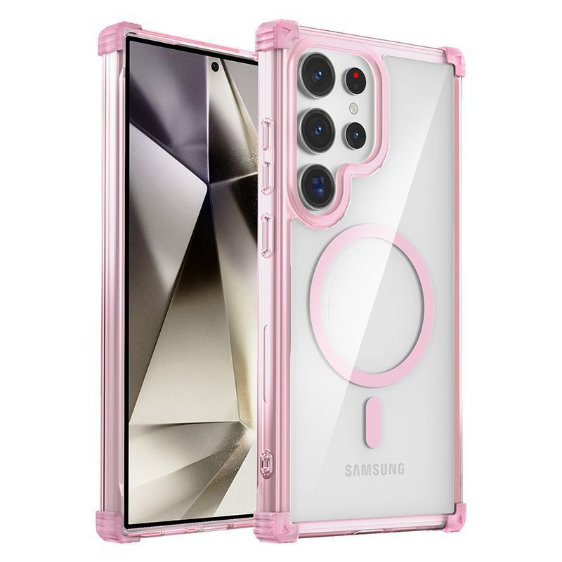 Compatible with Samsung S26 Ultra phone case, S25 edge magnetic charging 24FE transparent S23P drop-proof S22 protective case