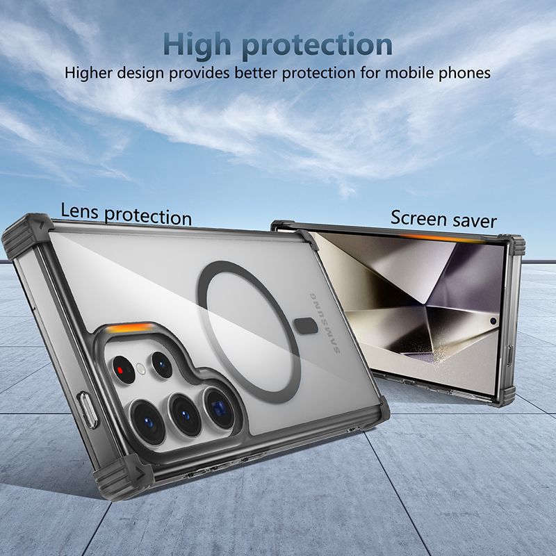 Compatible with Samsung S26 Ultra phone case, S25 edge magnetic charging 24FE transparent S23P drop-proof S22 protective case