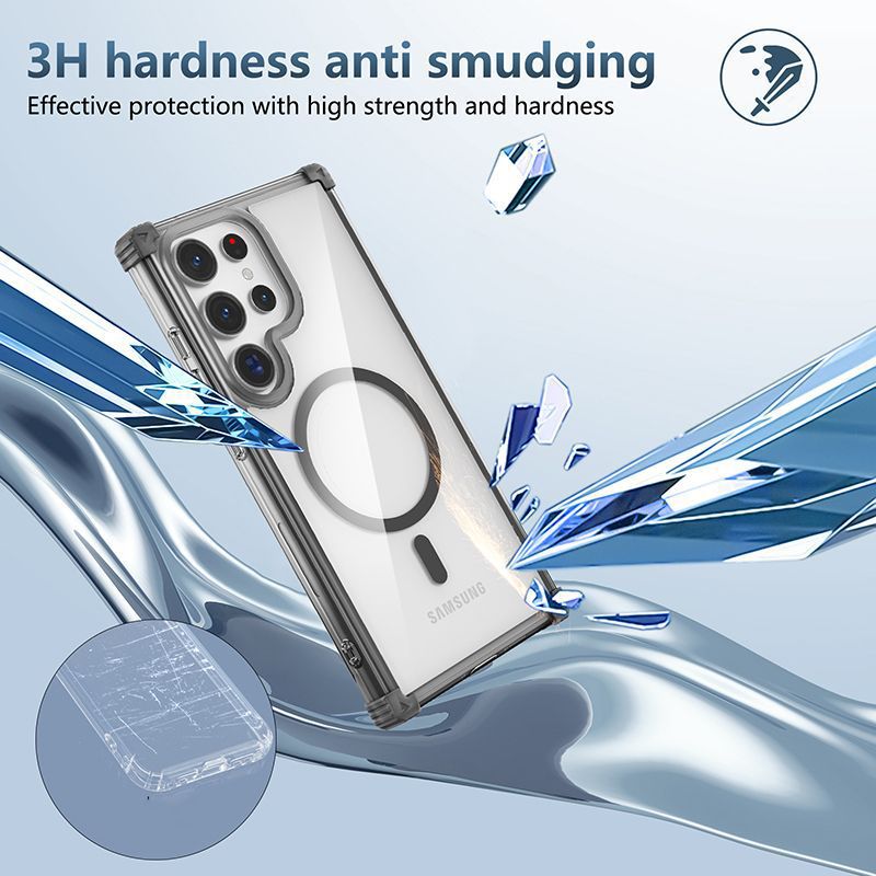 Compatible with Samsung S26 Ultra phone case, S25 edge magnetic charging 24FE transparent S23P drop-proof S22 protective case